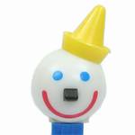 PEZ - Jack-in-the-Box Yellow Hat, Black Nose on Blue