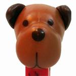 PEZ - Barky Brown Brown head on Red with Frisbee