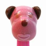 PEZ - Barkina  Pink Glitter Head, Black Ears on Pink