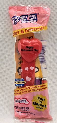 PEZ - Valentine - Happy Valentine's Day - Italic Black on Red