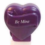 PEZ - Be Mine  Italic White on Dark Purple on Dark purple hearts on white