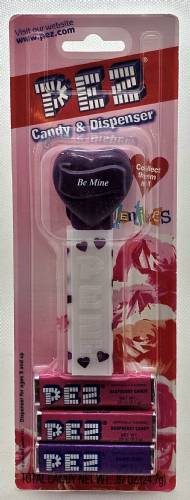 PEZ - Hearts - Valentine - Be Mine - Italic White on Dark Purple
