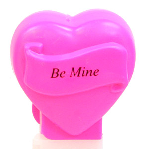 PEZ - Hearts - Valentine - Be Mine - Italic Black on Hot Pink