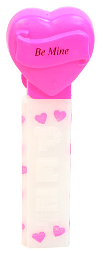 PEZ - Hearts - Valentine - Be Mine - Italic Black on Hot Pink