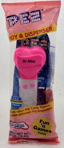 PEZ - Hearts - Valentine - Be Mine - Italic Black on Hot Pink