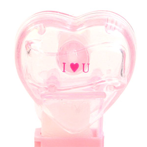 PEZ - Valentine - I ♥ U - Nonitalic Pink on Crystal Pink