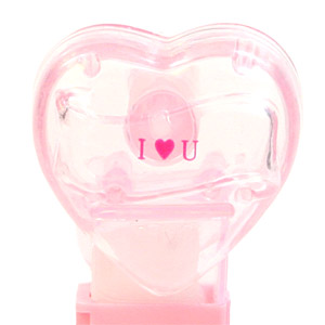 PEZ - Valentine - I ♥ U - Nonitalic Pink on Crystal Pink