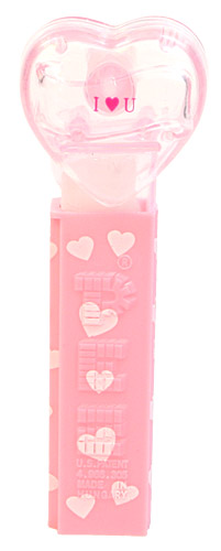 PEZ - Valentine - I ♥ U - Nonitalic Pink on Crystal Pink