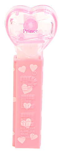 PEZ - Hearts - Valentine - Prince - Nonitalic Pink on Crystal Pink