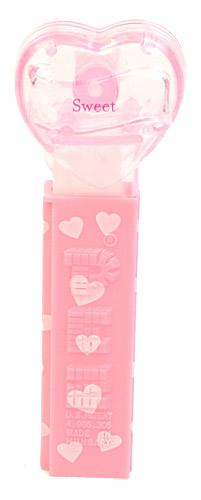 PEZ - Hearts - Valentine - Sweet - Nonitalic Pink on Crystal Pink