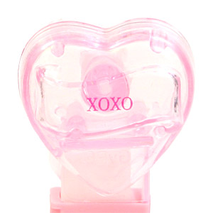 PEZ - Hearts - Valentine - XOXO - Nonitalic Pink on Crystal Pink