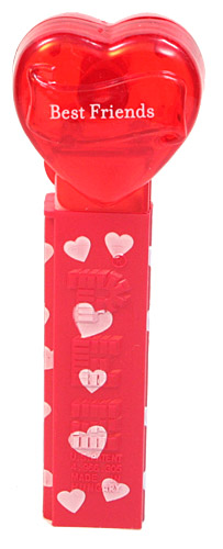 PEZ - Valentine - Best Friends - Nonitalic White on Crystal Red