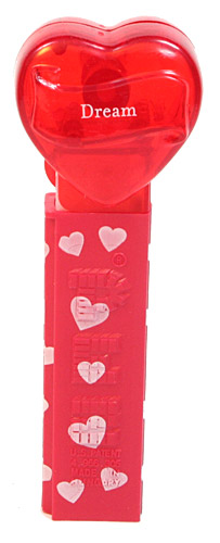 PEZ - Hearts - Valentine - Dream - Nonitalic White on Crystal Red