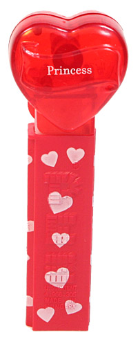 PEZ - Valentine - Princess - Nonitalic White on Crystal Red