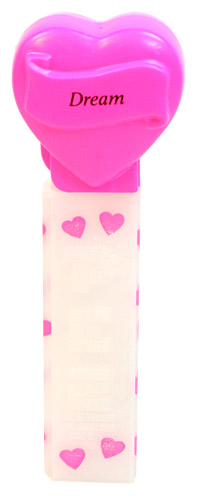 PEZ - Hearts - Valentine - Dream - Italic Black on Hot Pink