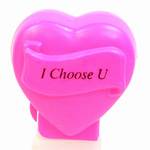 PEZ - I Choose U  Italic Black on Hot Pink on Hot pink hearts on white