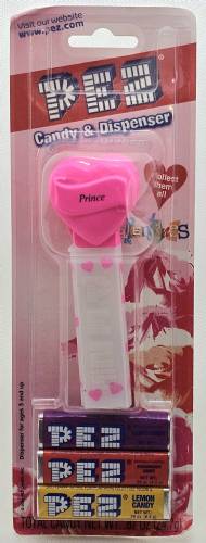PEZ - Hearts - Valentine - Prince - Italic Black on Hot Pink