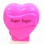 PEZ - Sugar Sugar  Italic Black on Hot Pink on Hot pink hearts on white