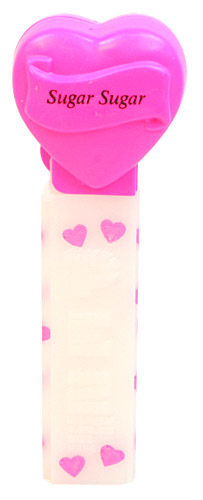 PEZ - Hearts - Valentine - Sugar Sugar - Italic Black on Hot Pink