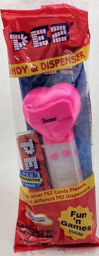 PEZ - Hearts - Valentine - Sweet - Italic Black on Hot Pink