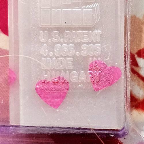 PEZ - Hearts - Valentine - XOXO - Italic Black on Hot Pink