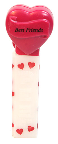 PEZ - Hearts - Valentine - Best Friends - Italic Black on Maroon