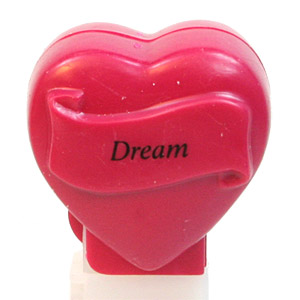 PEZ - Hearts - Valentine - Dream - Italic Black on Maroon