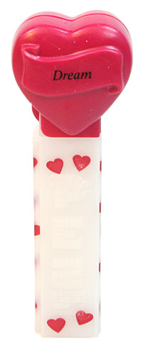 PEZ - Hearts - Valentine - Dream - Italic Black on Maroon