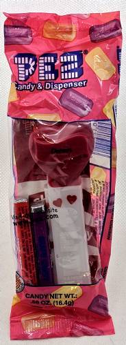 PEZ - Hearts - Valentine - Dream - Italic Black on Maroon