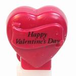 PEZ - Happy Valentine's Day  Italic Black on Maroon on Maroon hearts on white