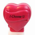 PEZ - I Choose U  Italic Black on Maroon on Maroon hearts on white