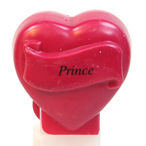 PEZ - Hearts - Valentine - Prince - Italic Black on Maroon