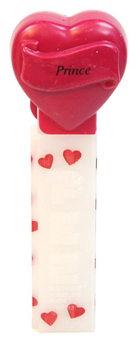 PEZ - Hearts - Valentine - Prince - Italic Black on Maroon