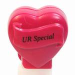 PEZ - UR Special  Italic Black on Maroon on Maroon hearts on white