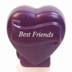PEZ - Best Friends  Italic White on Dark Purple on Dark purple hearts on white