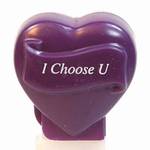 PEZ - I Choose U  Italic White on Dark Purple on Dark purple hearts on white
