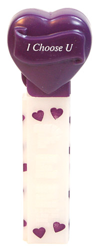 PEZ - Valentine - I Choose U - Italic White on Dark Purple