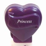 PEZ - Princess  Italic White on Dark Purple on Dark purple hearts on white