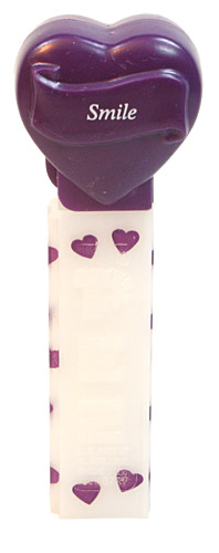 PEZ - Hearts - Valentine - Smile - Italic White on Dark Purple