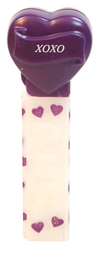 PEZ - Hearts - Valentine - XOXO - Italic White on Dark Purple