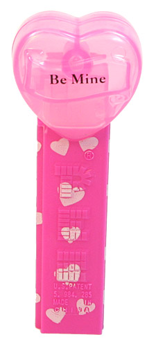 PEZ - Valentine - 2009 short - Be Mine - Nonitalic Black on Cloudy Crystal Pink (c) 2008