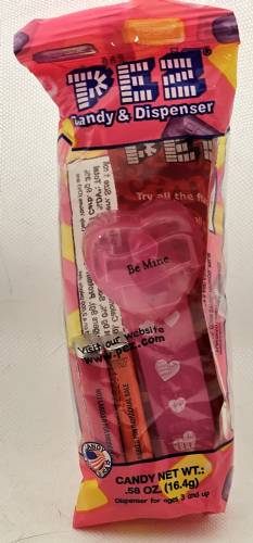 PEZ - Valentine - 2009 short - Be Mine - Nonitalic Black on Cloudy Crystal Pink (c) 2008
