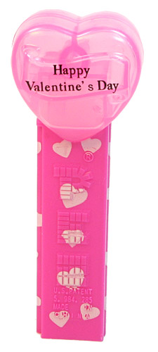 PEZ - Valentine - 2009 short - Happy Valentine's Day - Nonitalic Black on Cloudy Crystal Pink (c) 2008