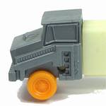 PEZ - Cab #R2 B Silver Cab, Orange Wheels on GITD with GITD fender