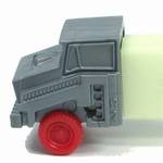 PEZ - Cab #R2 B Silver Cab, Red Wheels on GITD with GITD fender