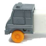 PEZ - Cab #R3 B Silver Cab, Orange Wheels on GITD with GITD fender