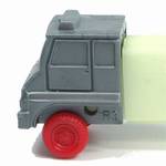 PEZ - Cab #R3 B Silver Cab, Red Wheels on GITD with GITD fender