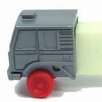 PEZ - Cab #R4 B Silver Cab, Red Wheels on GITD with GITD fender