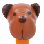 PEZ - Barky Brown Brown head on Orange with Dog house, dish and bone