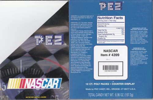 PEZ - Counter Box - 12 Count Poly Bag US - Nascar